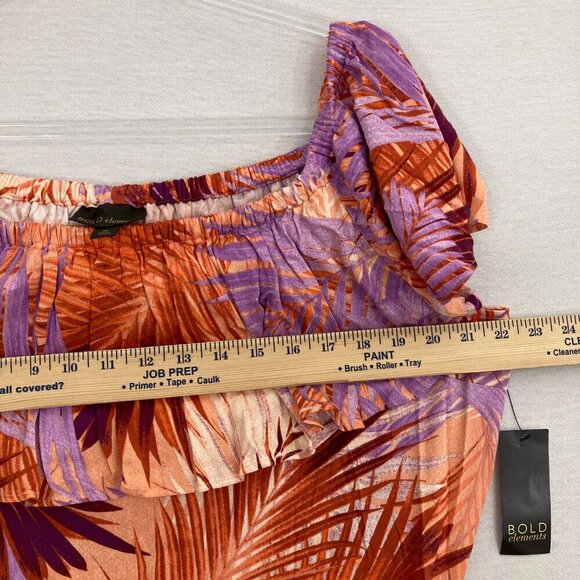 New Bold Elements Purple Red Tropical Ultra Soft Flowy Midi Dress XL Resort - Picture 10 of 12